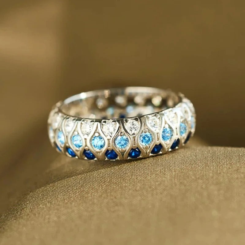 Vintage Two-Toned Blue Crystal Ring
