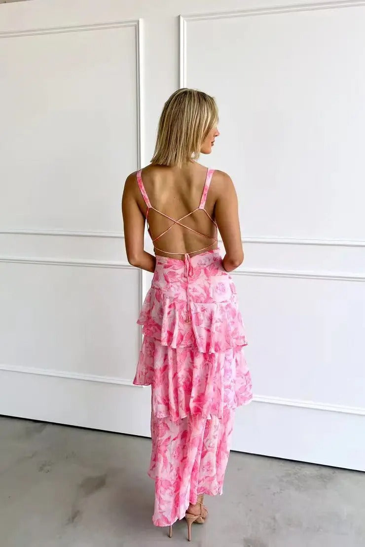 Anna-Berg | Modern Maxi Dress With A V-neck And Ruffles