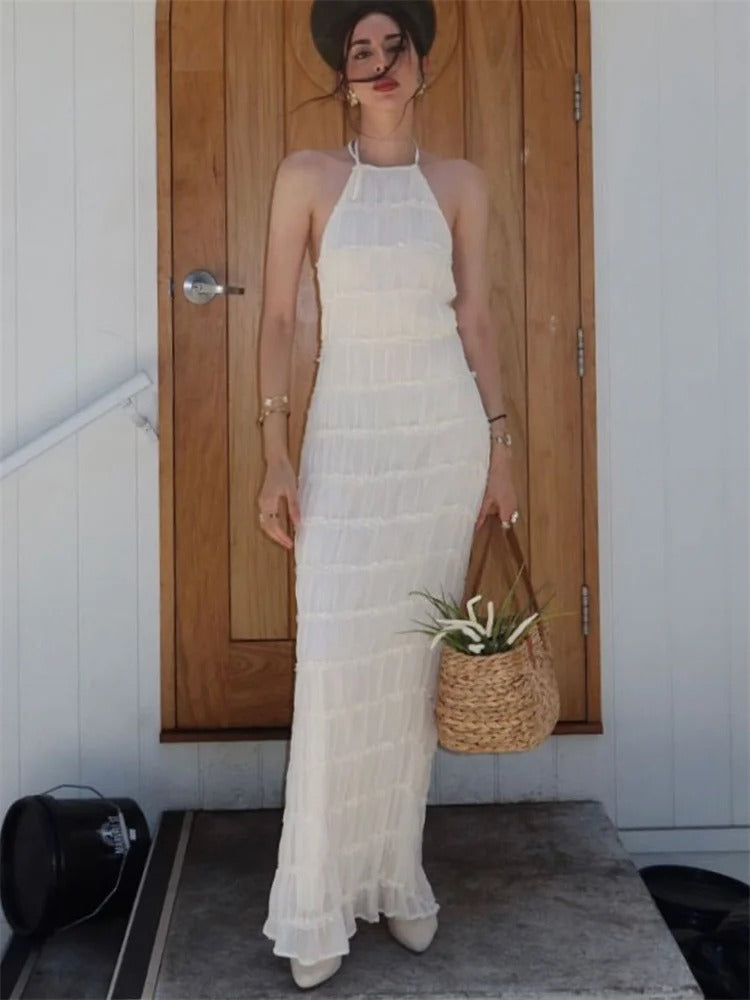Anna-Berg | Luxe Maxi Dress With Ruching And Open Back