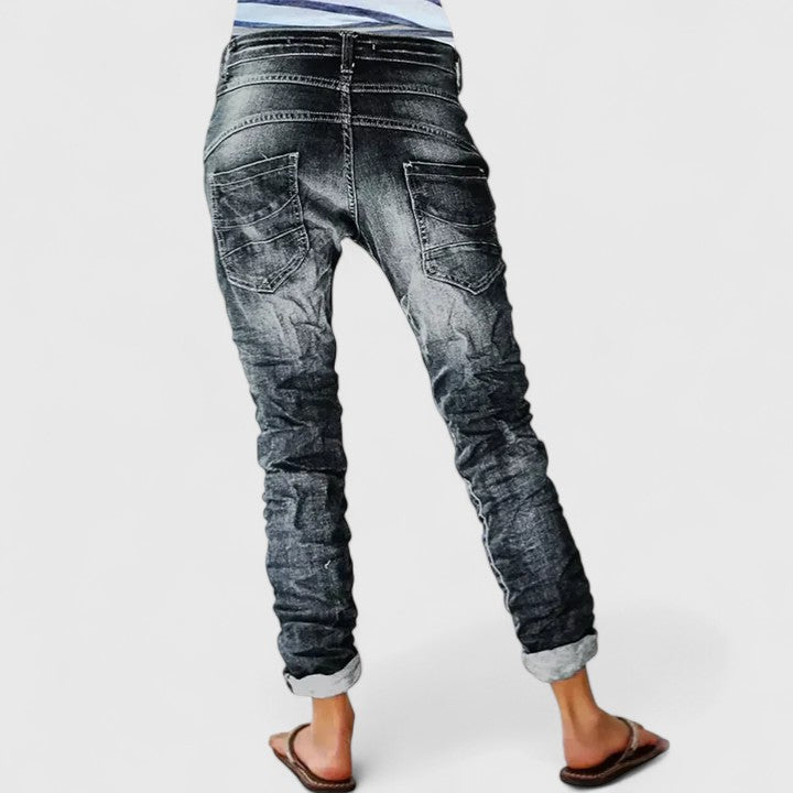 Anna-Berg | Statement Distressed Wide Leg Jeans with a Timeless Finish