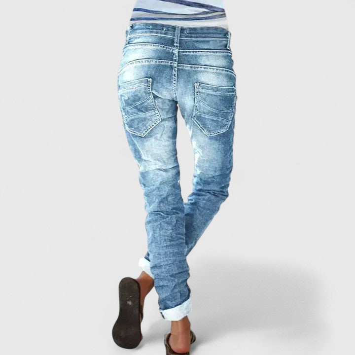 Anna-Berg | Statement Distressed Wide Leg Jeans with a Timeless Finish