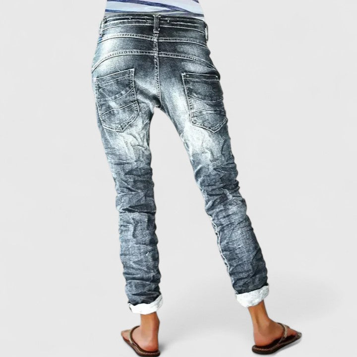 Anna-Berg | Statement Distressed Wide Leg Jeans with a Timeless Finish