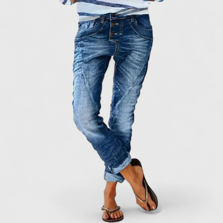Anna-Berg | Statement Distressed Wide Leg Jeans with a Timeless Finish