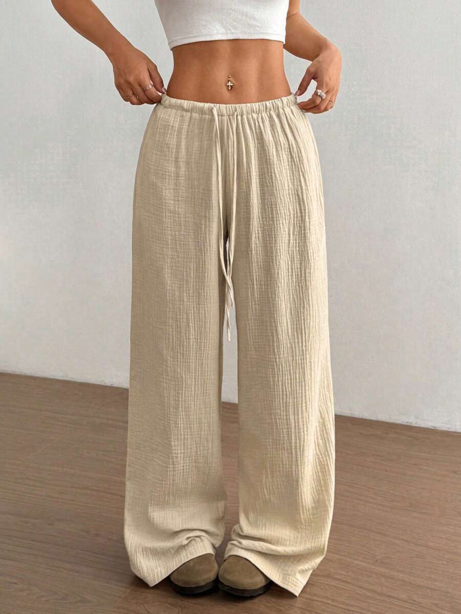 Anna-Berg | Elegant Wide Leg Drawstring Casual Pants