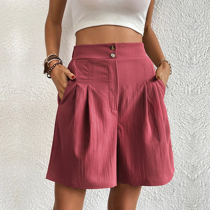 Anna-Berg | Statement High Waist Wide Leg Shorts Pleated With Pockets