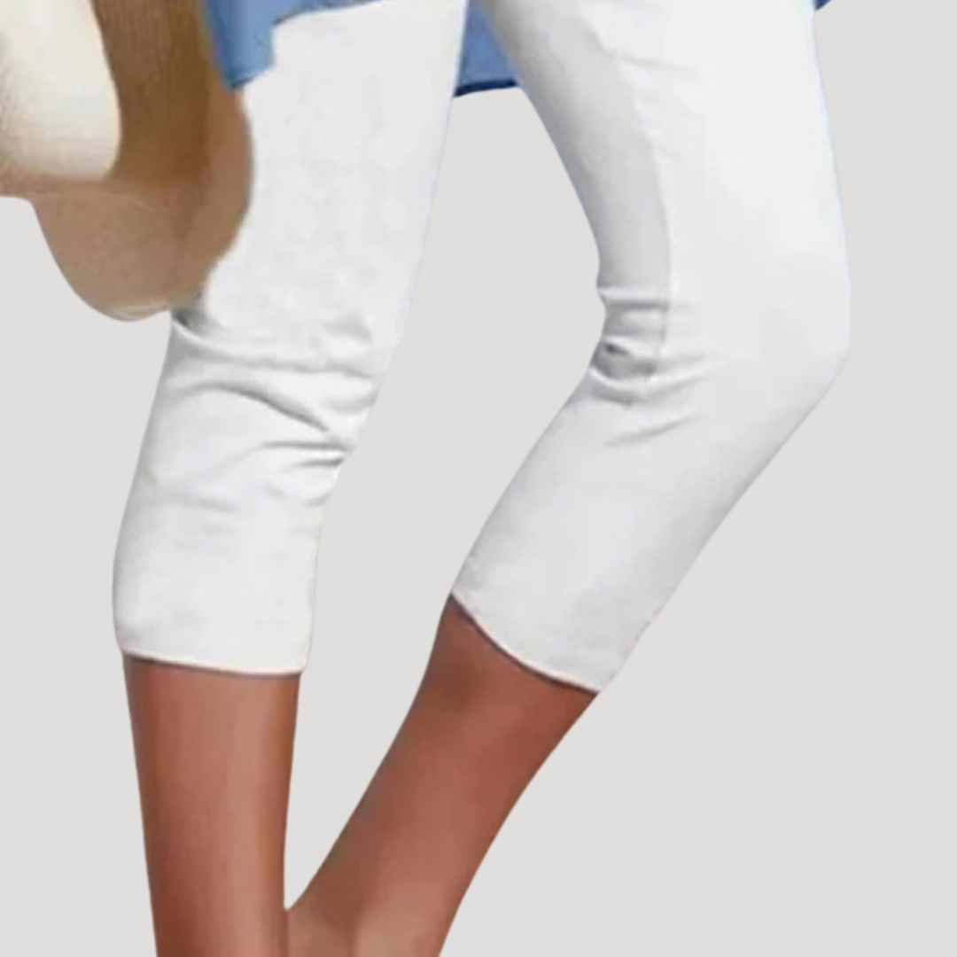 Anna-Berg | Effortless High Waisted Capri Leggings with Graceful Drape