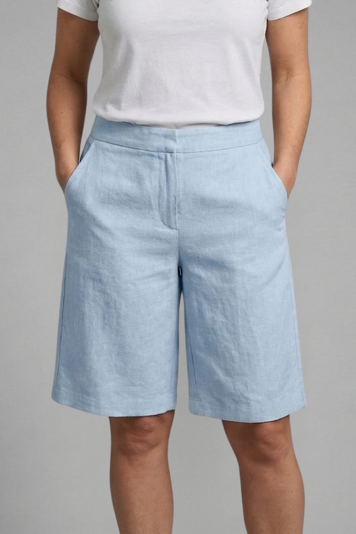Anna-Berg | Elegant High Waisted Knee Length Shorts for a Polished Look