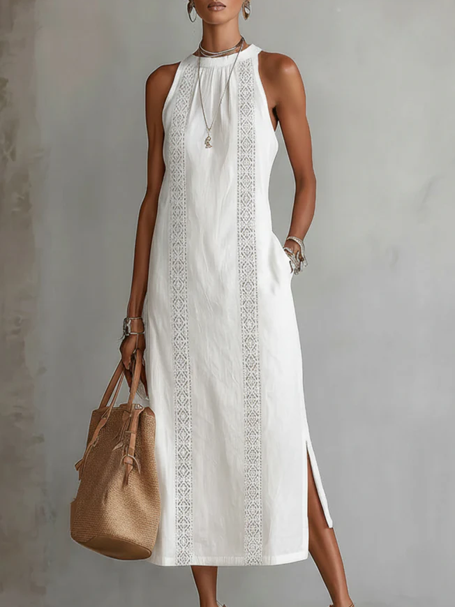 Anna-Berg | Effortless Jimena - Midi Dress With Stylish Mao Collar