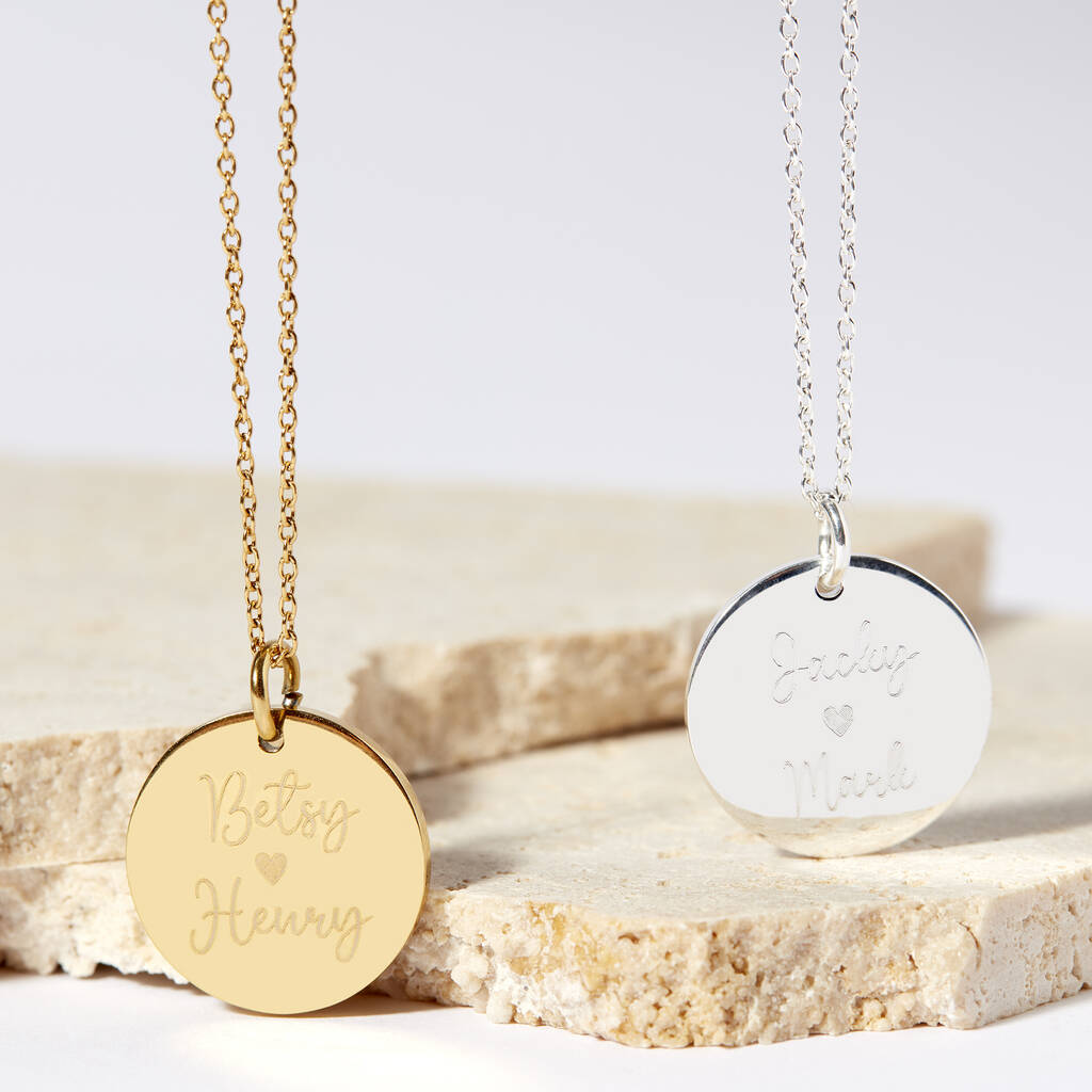 Personalized Name Necklace with Gold-Plated Disc