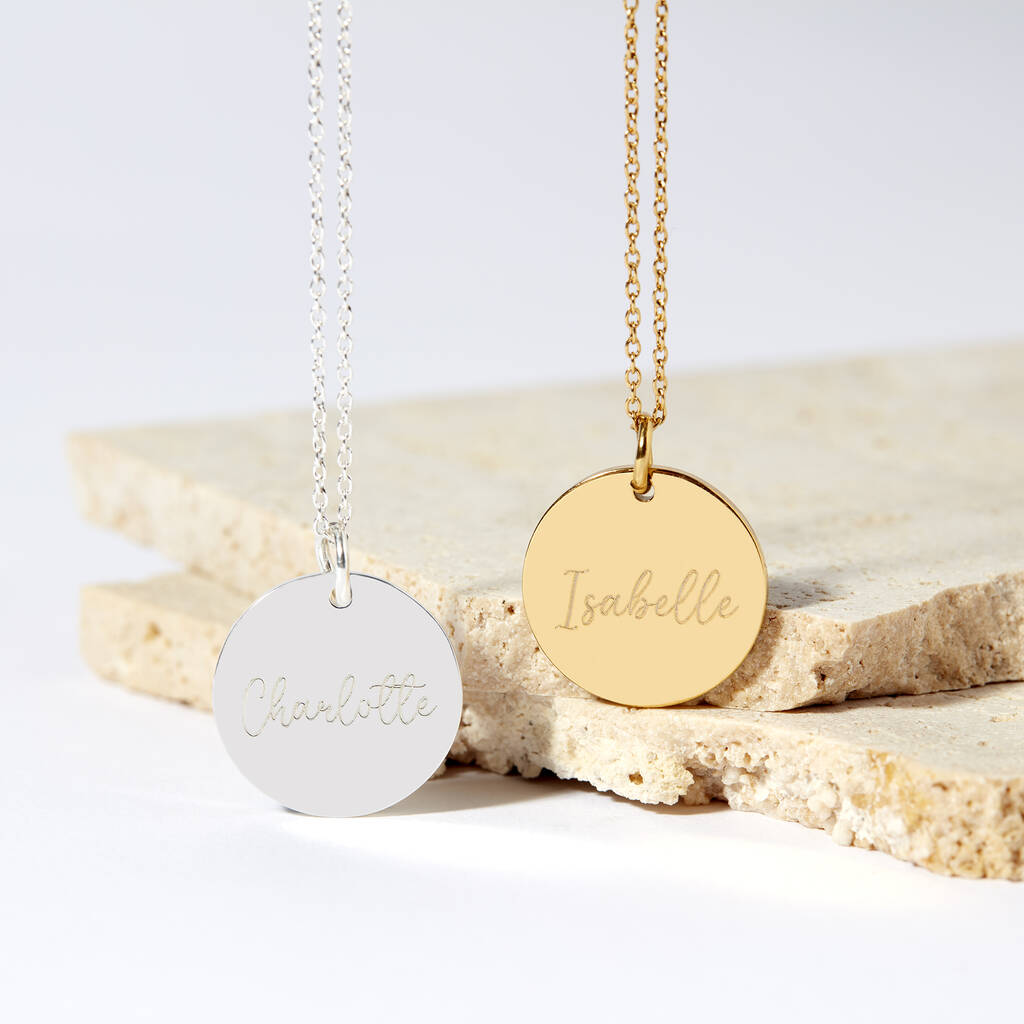 Personalized Name Gold-Plated Disk Necklace
