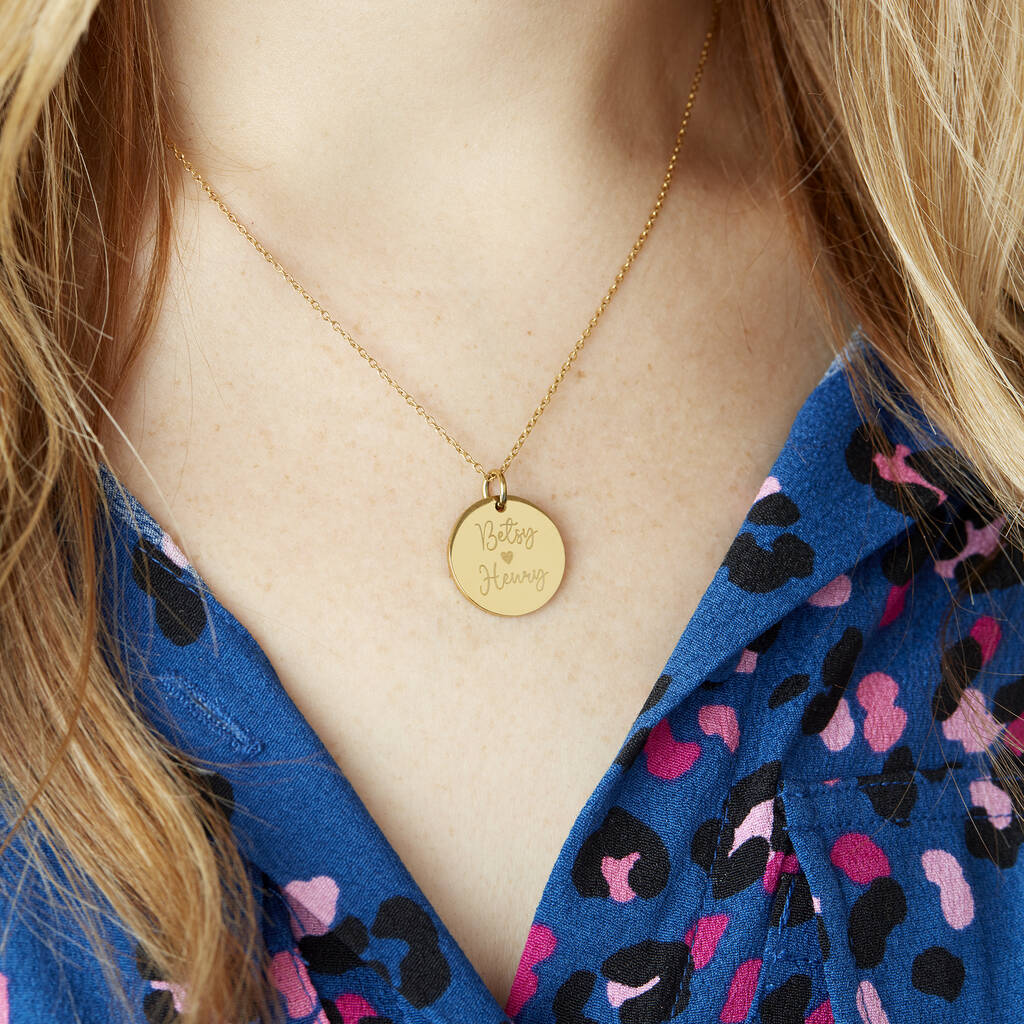 Personalized Name Necklace with Gold-Plated Disc