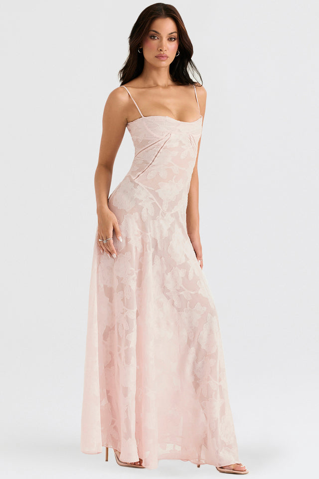 Anna-Berg | Elegant Maxi Dress With Thin Straps And Pattern