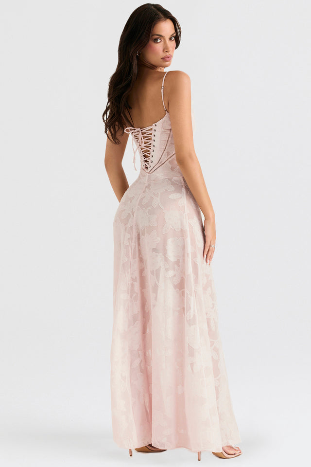 Anna-Berg | Elegant Maxi Dress With Thin Straps And Pattern