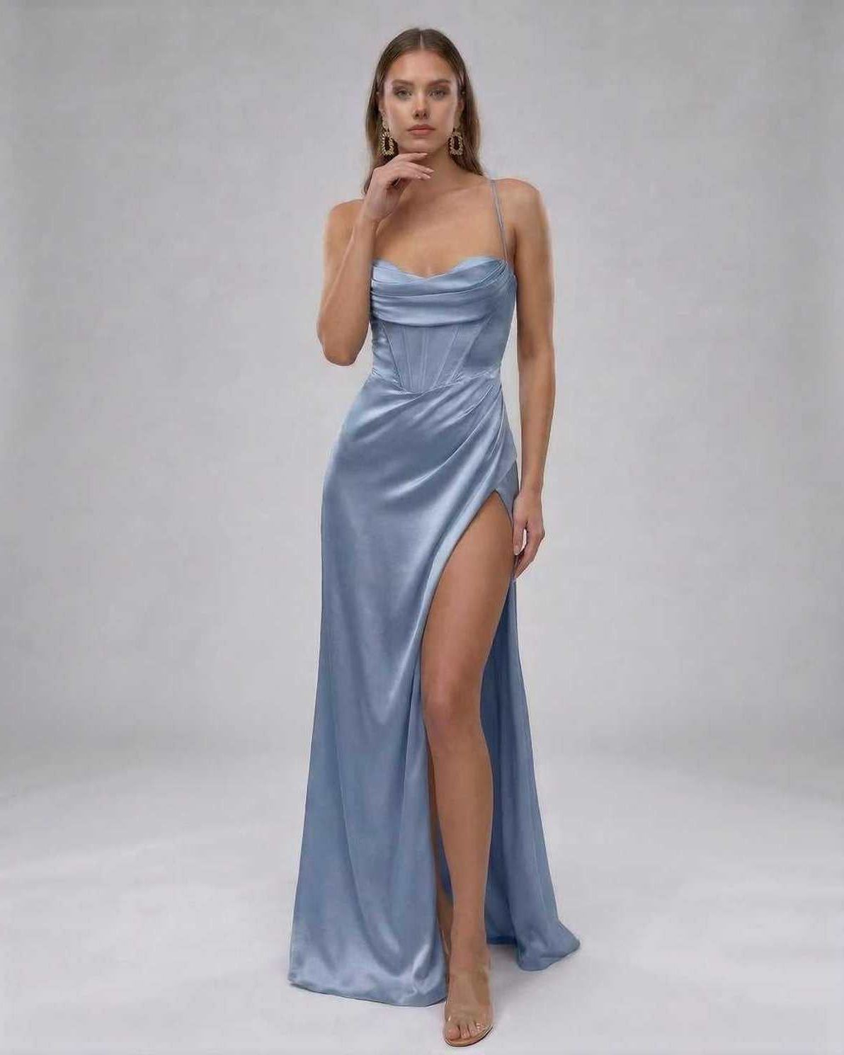 Anna-Berg | Satin High Slit Dress