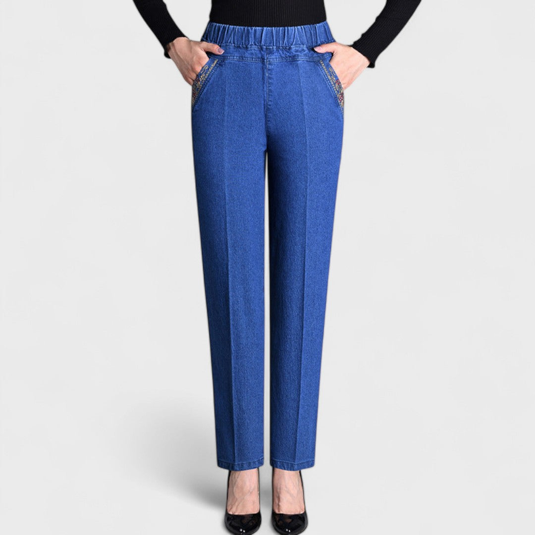 Anna-Berg | Romantic Stretch Jeans With Side Pockets And Elastic Waist