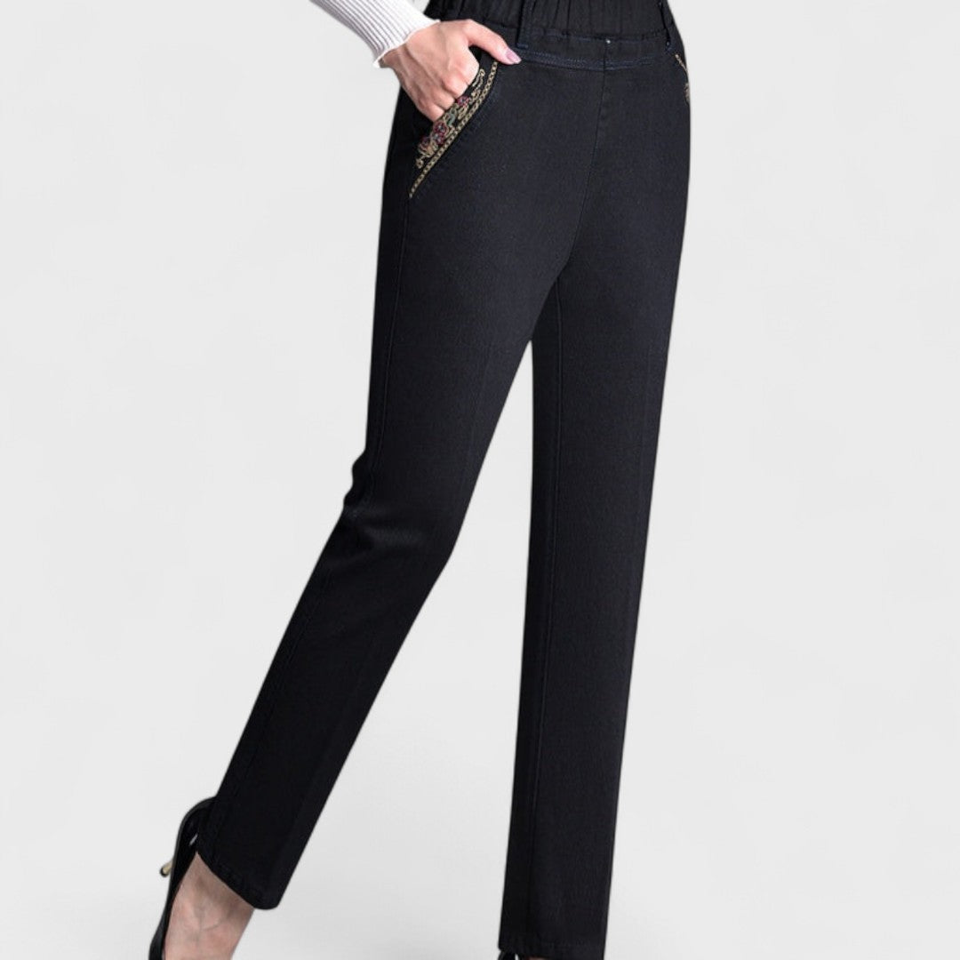 Anna-Berg | Romantic Stretch Jeans With Side Pockets And Elastic Waist