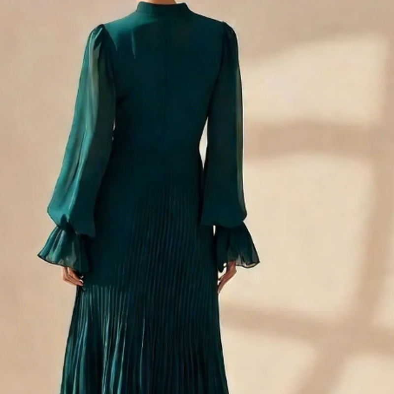 Anna-Berg | Luxe Anna – Pleated Midi Dress with Graceful Drape