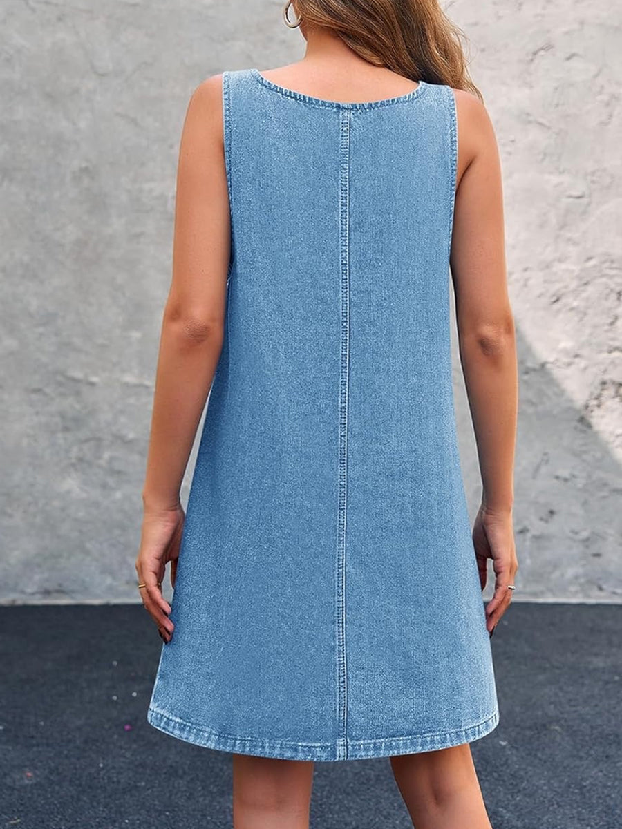 Anna-Berg | Statement Casual Denim Overall Dress in a Flattering Cut