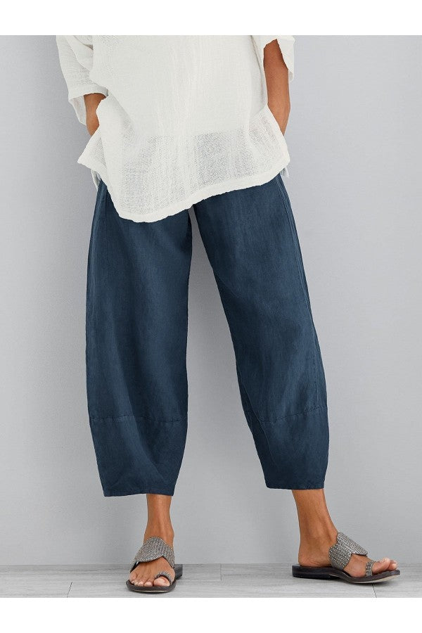 Anna-Berg | Chic Loose Fit Tapered Cropped Pants with Graceful Drape