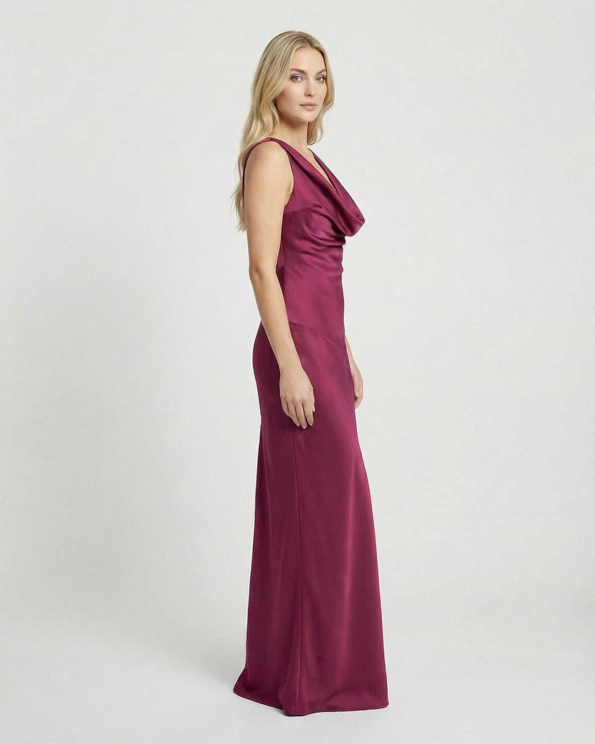 Anna-Berg | Satin Cowl Neck Bodycon Sleeveless Dress