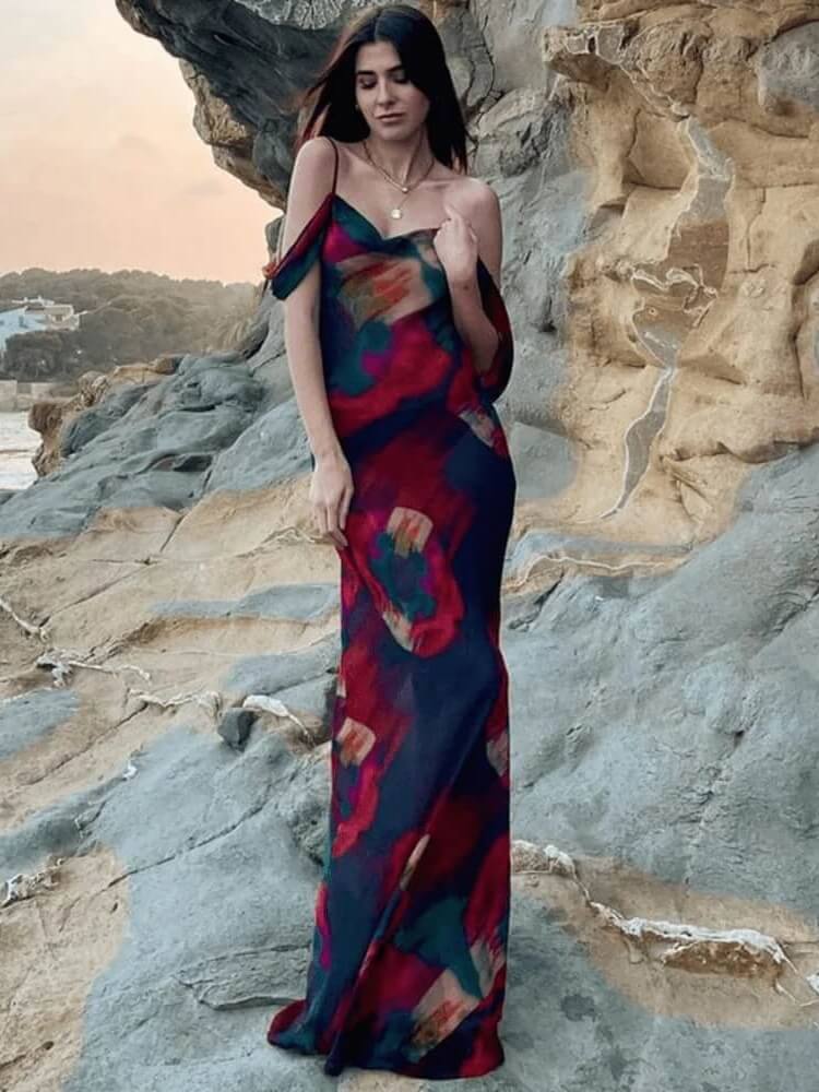 Anna-Berg | Refined Maxi Dress With Straps, Neckline, And Slit