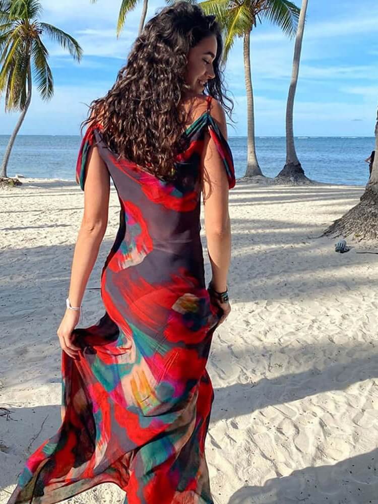 Anna-Berg | Refined Maxi Dress With Straps, Neckline, And Slit