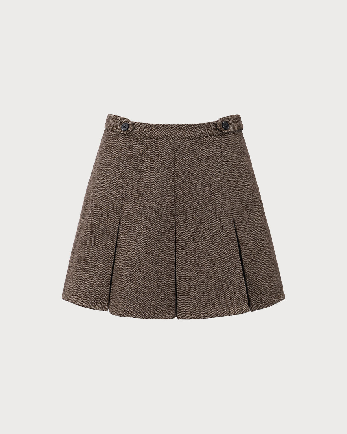 Anna-Berg | Brown Striped Pleated Mini Skirt