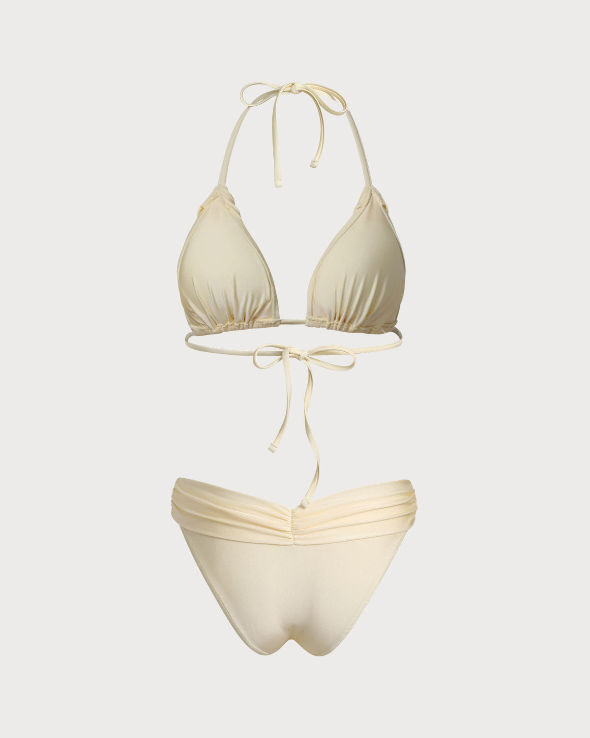 Anna-Berg | Ruched Halter Bikini Set for Women, Yellow