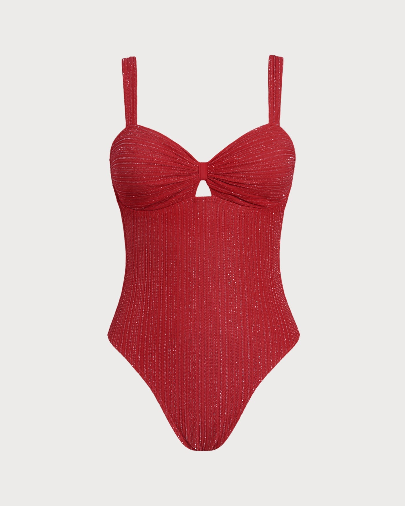 Anna-Berg | V Neck Bralette One Piece Swimwear, Women's, Red, Nylon, Fitted