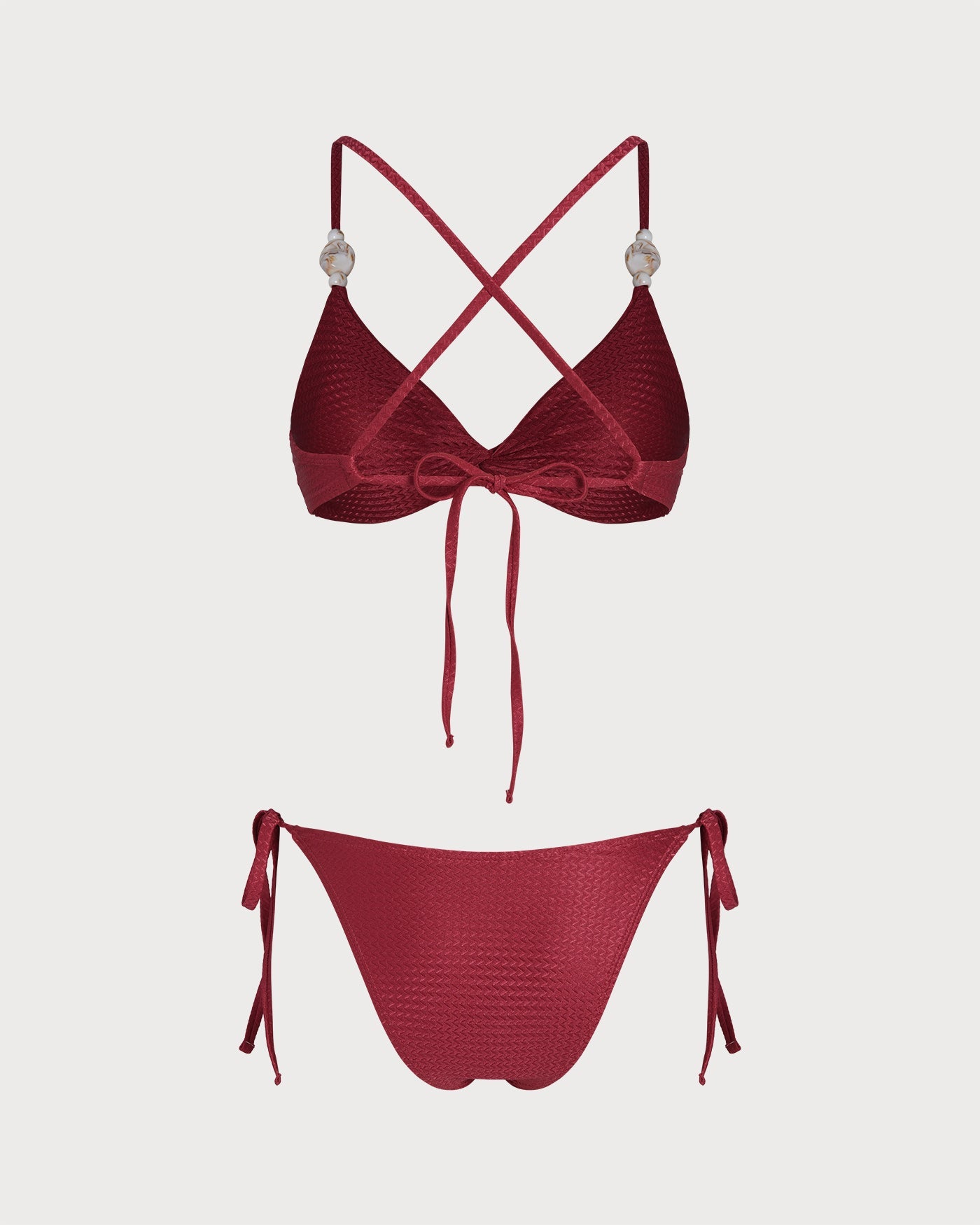 Anna-Berg | V Neck Triangle Drawstring Bikini Set for Women, Red