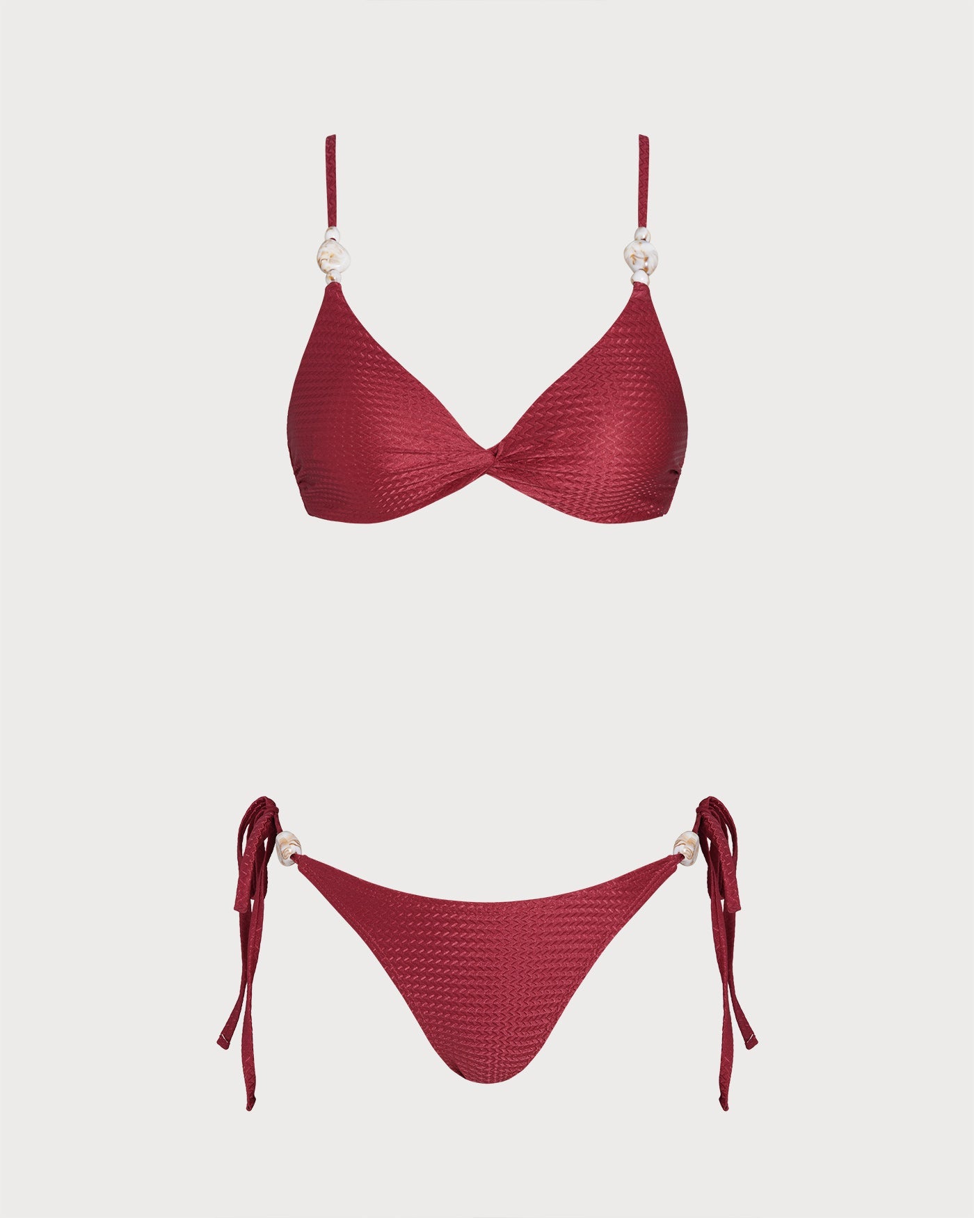 Anna-Berg | V Neck Triangle Drawstring Bikini Set for Women, Red