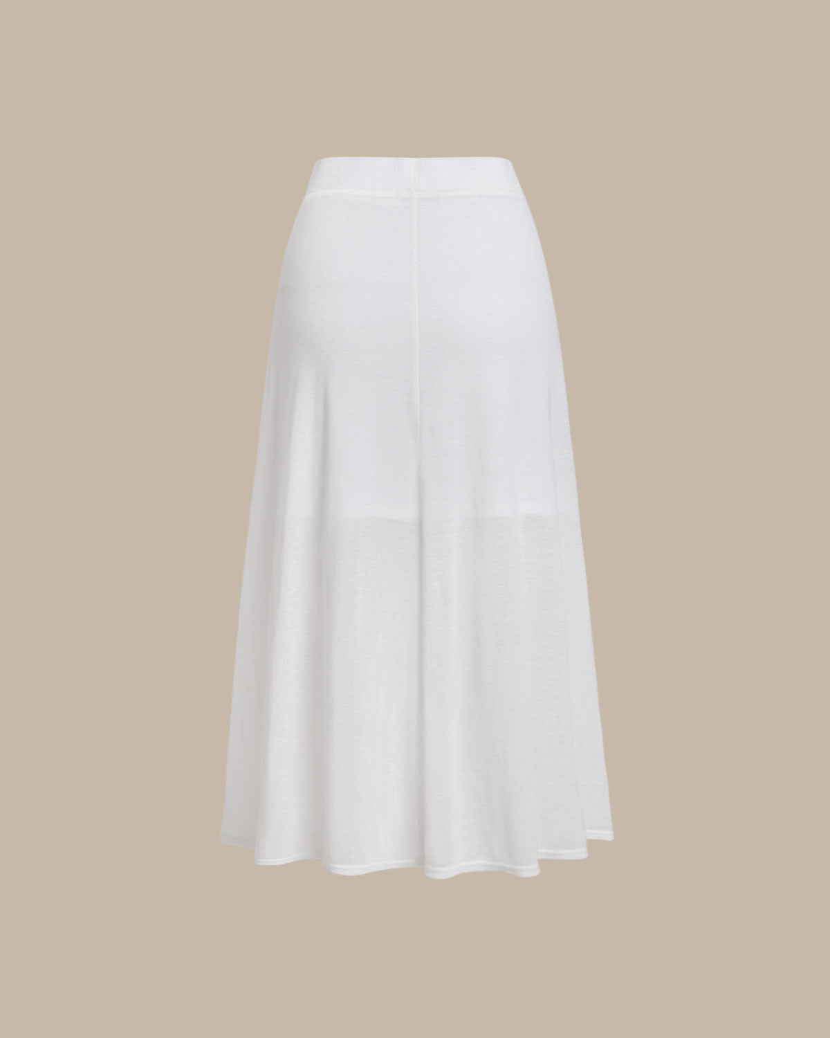 Anna-Berg | White Elastic Waist Midi Skirt