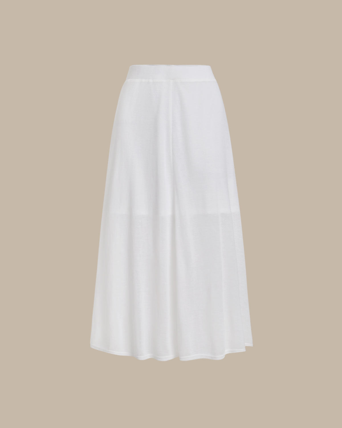 Anna-Berg | White Elastic Waist Midi Skirt