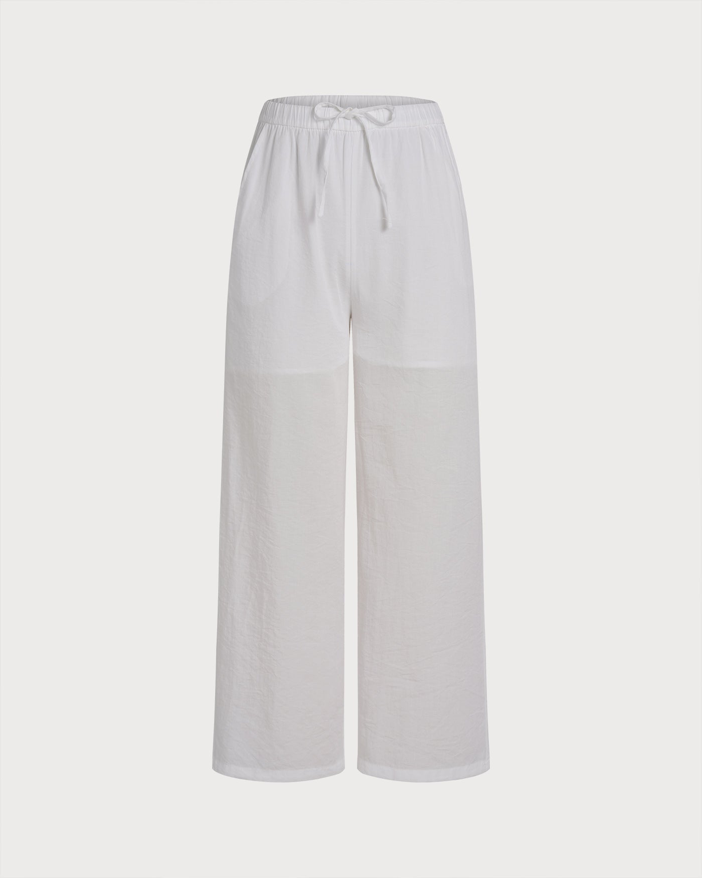 Anna-Berg | White Elastic Waist Straight Pants