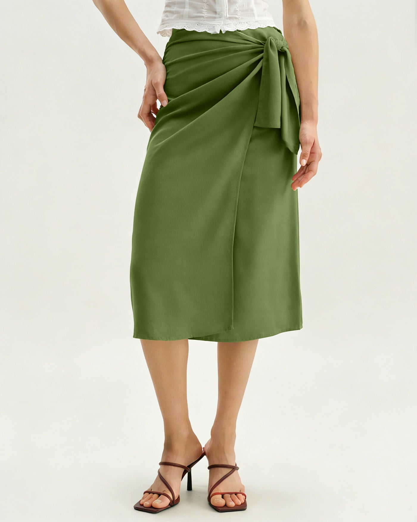 Anna-Berg | Green Tie Midi Skirt