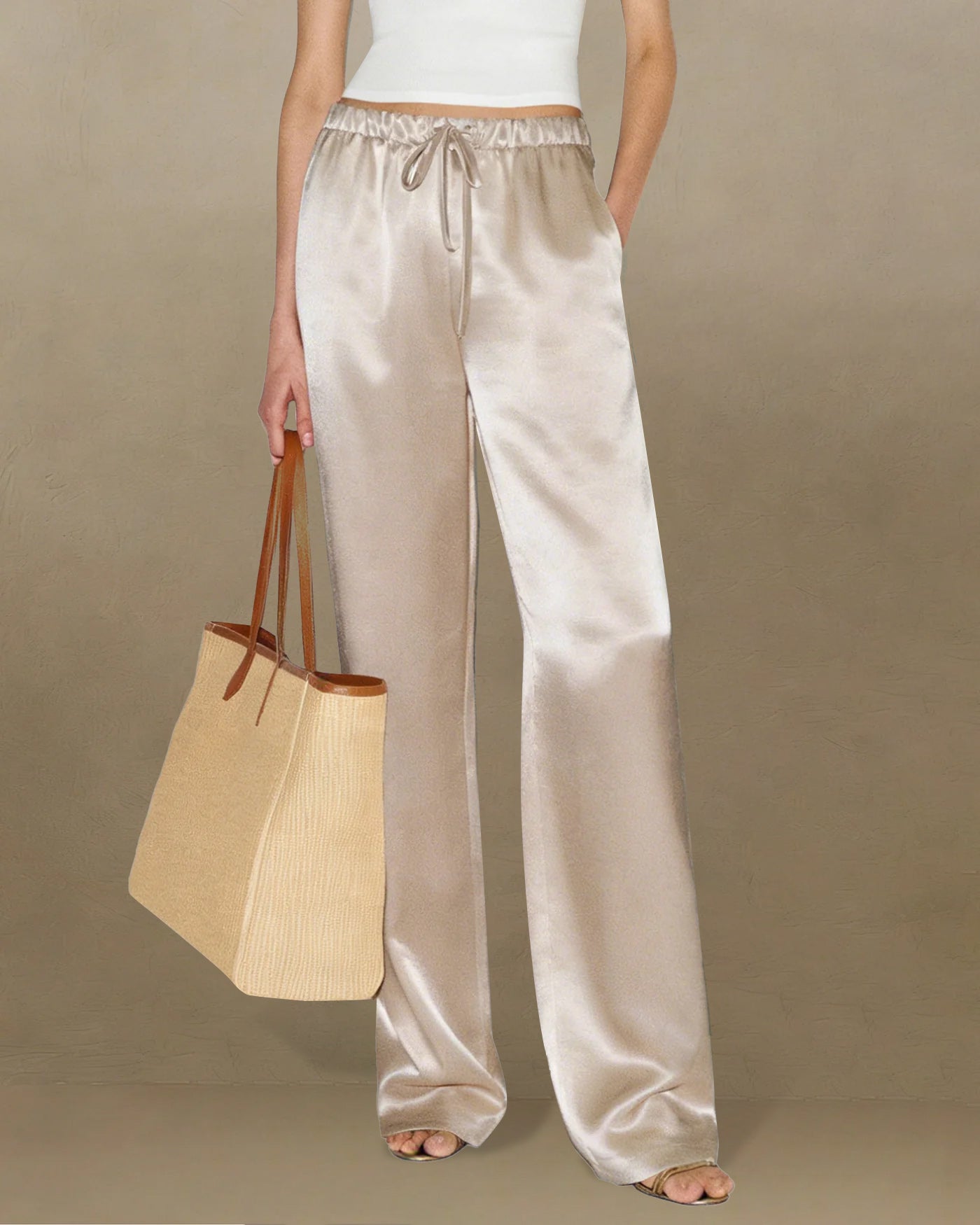 Anna-Berg | Straight Pants for Women, Cotton, Regular Fit, Apricot