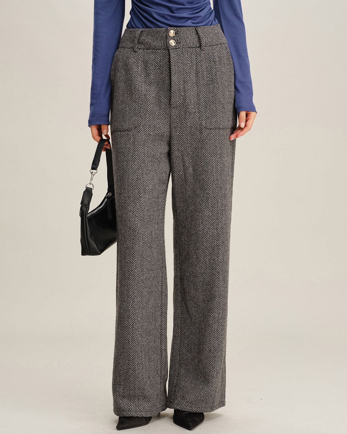 Anna-Berg | Grey Tweed Straight Fit Pants