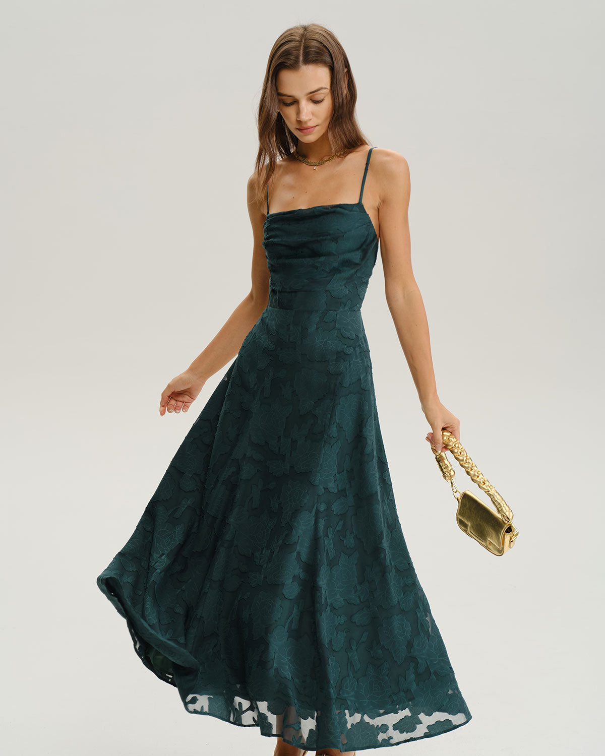 Anna-Berg | Emerald Floral Lace Slip Square Dress