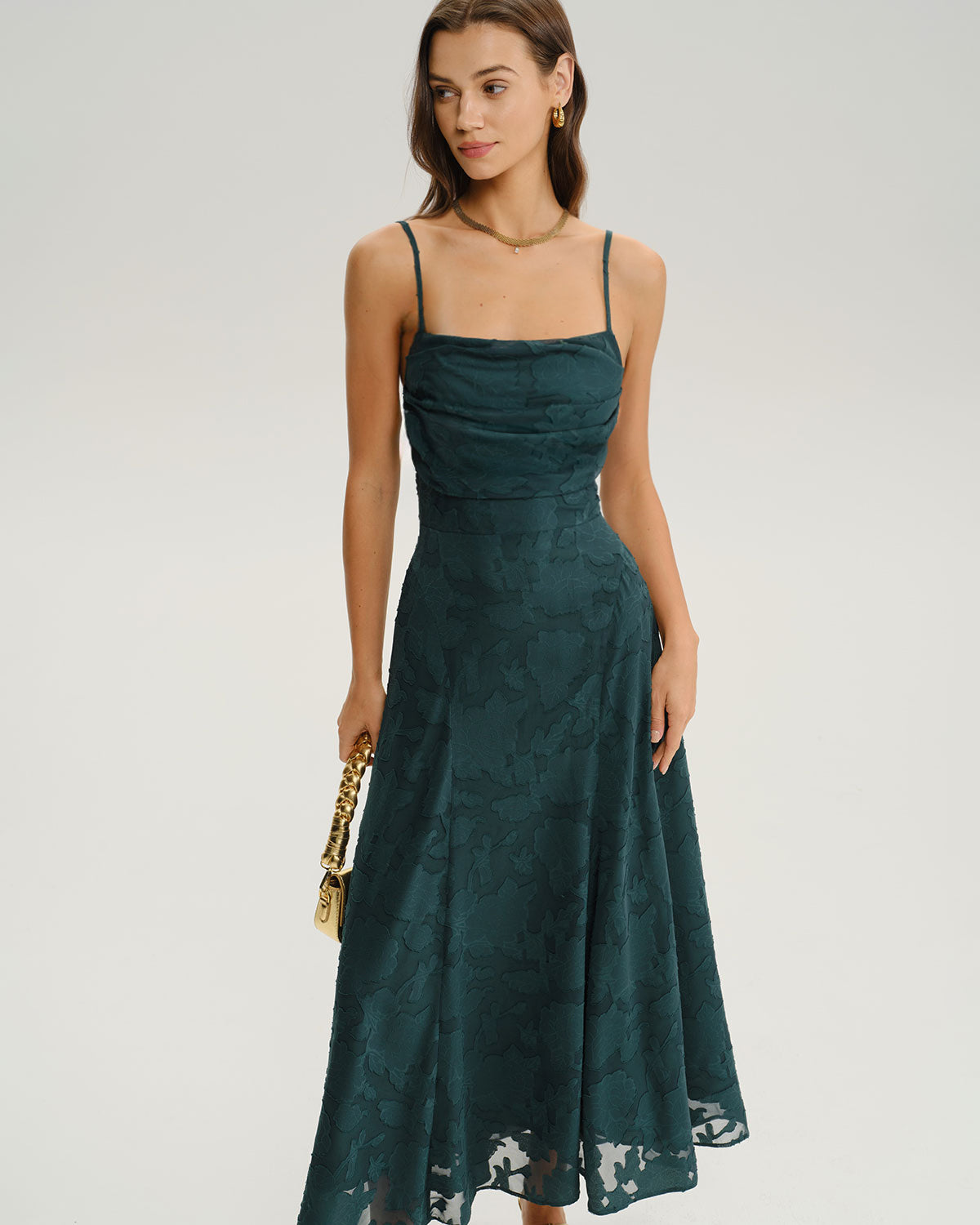 Anna-Berg | Emerald Floral Lace Slip Square Dress