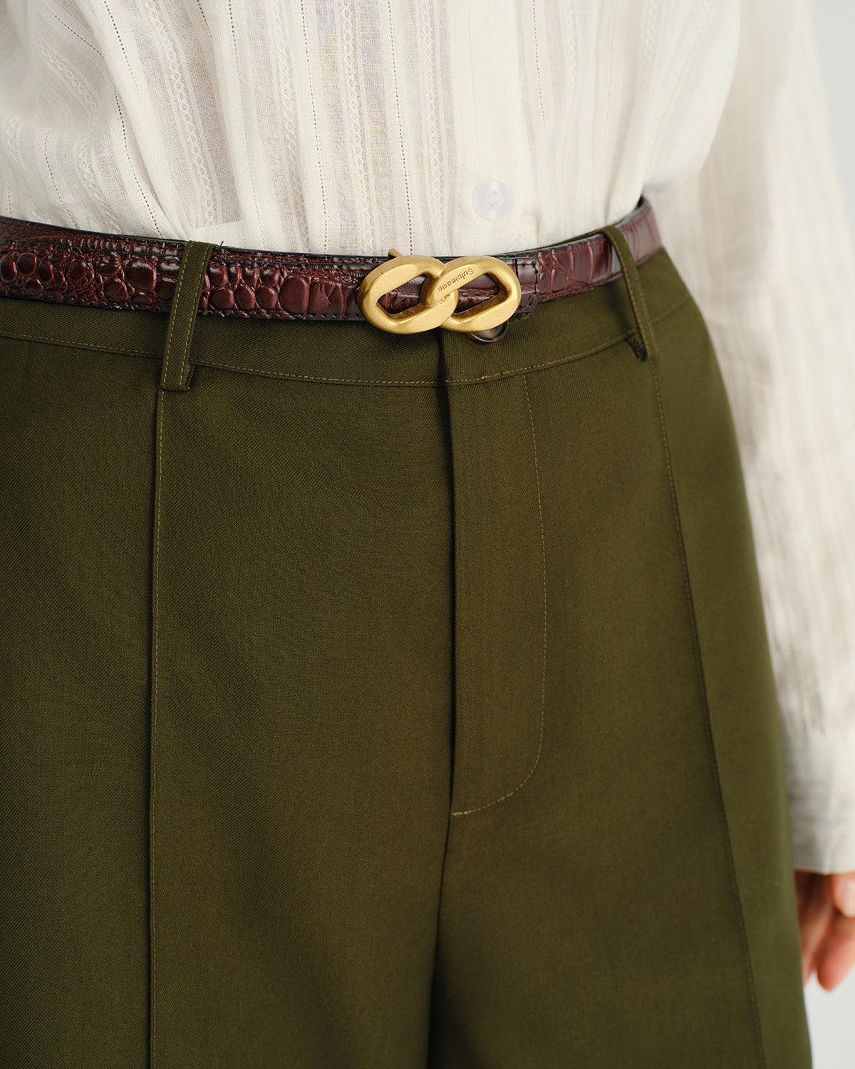 Anna-Berg | Green Natural Straight Pants for Women
