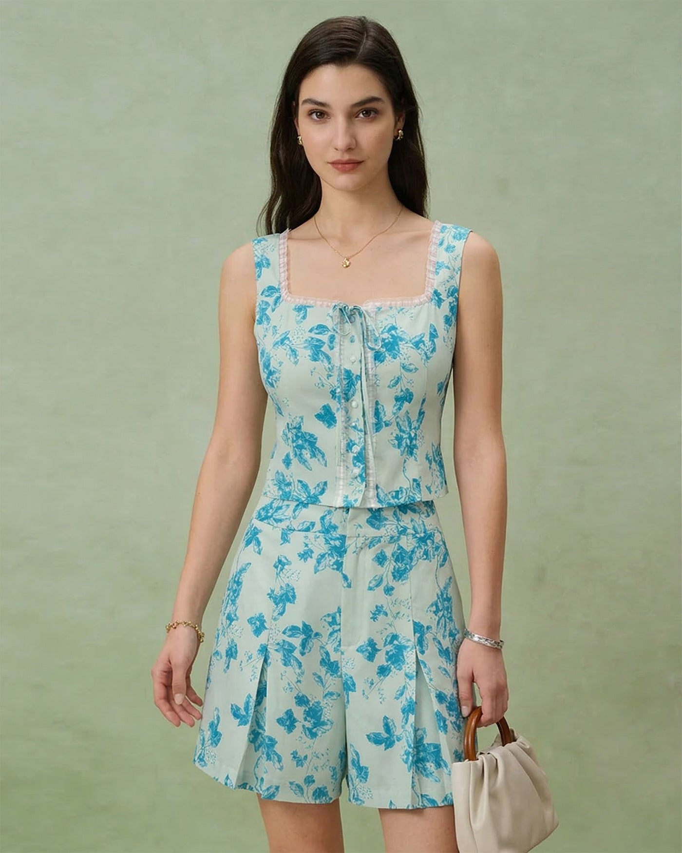 Anna-Berg | Floral Pocket Shorts for Women in Blue