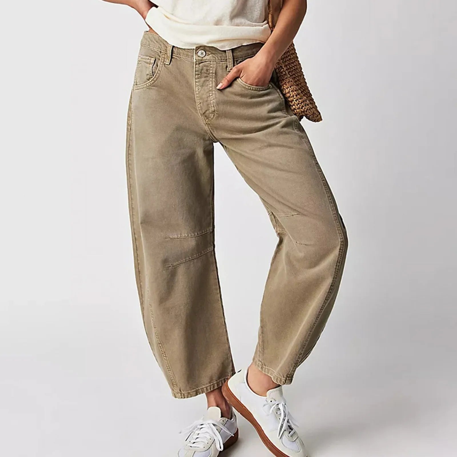 Anna-Berg | Elegant High Waist Barrel Leg Jeans Relaxed Fit Denim