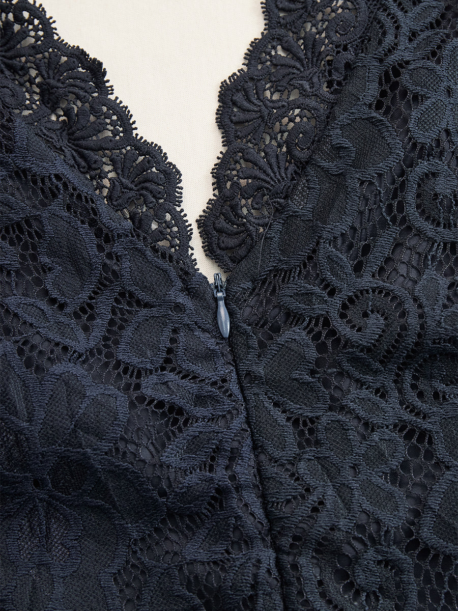 Anna-Berg | Blue Lace Sleeveless Casual Dress