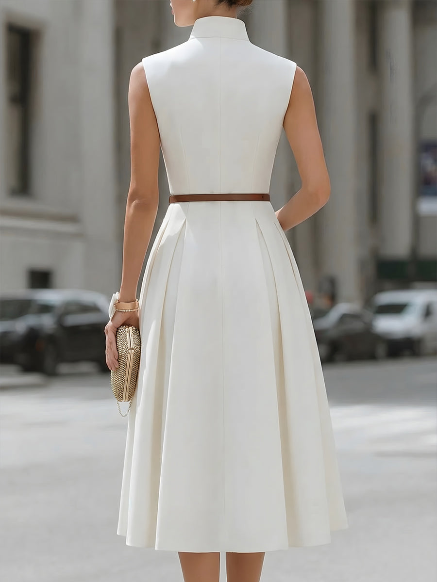 Anna-Berg | Sleeveless Zip-Front High-Neck Dress