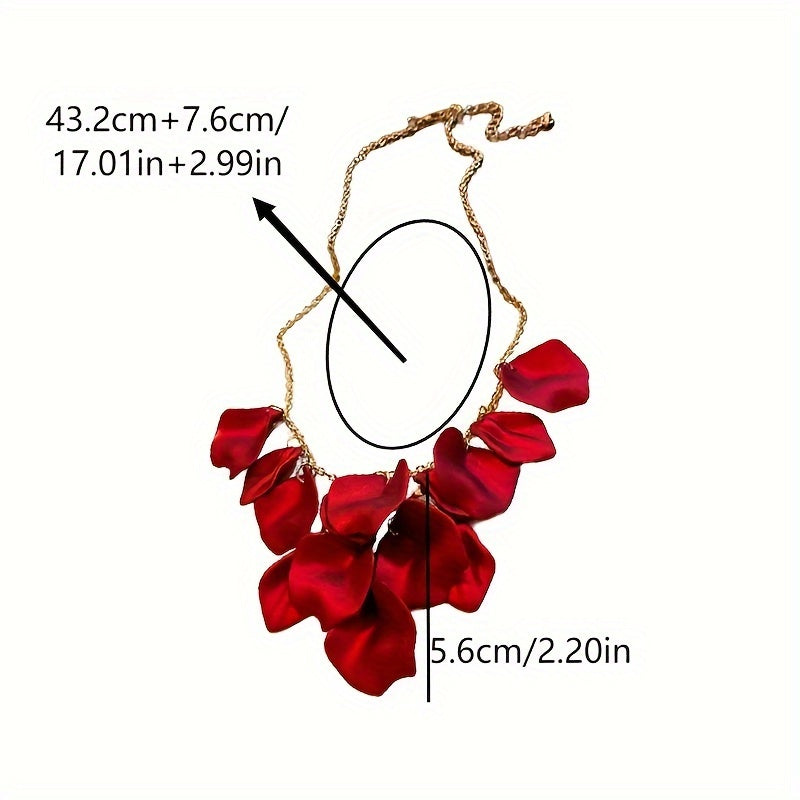 Luxurious Elegant Flower Petal Fringed Necklace