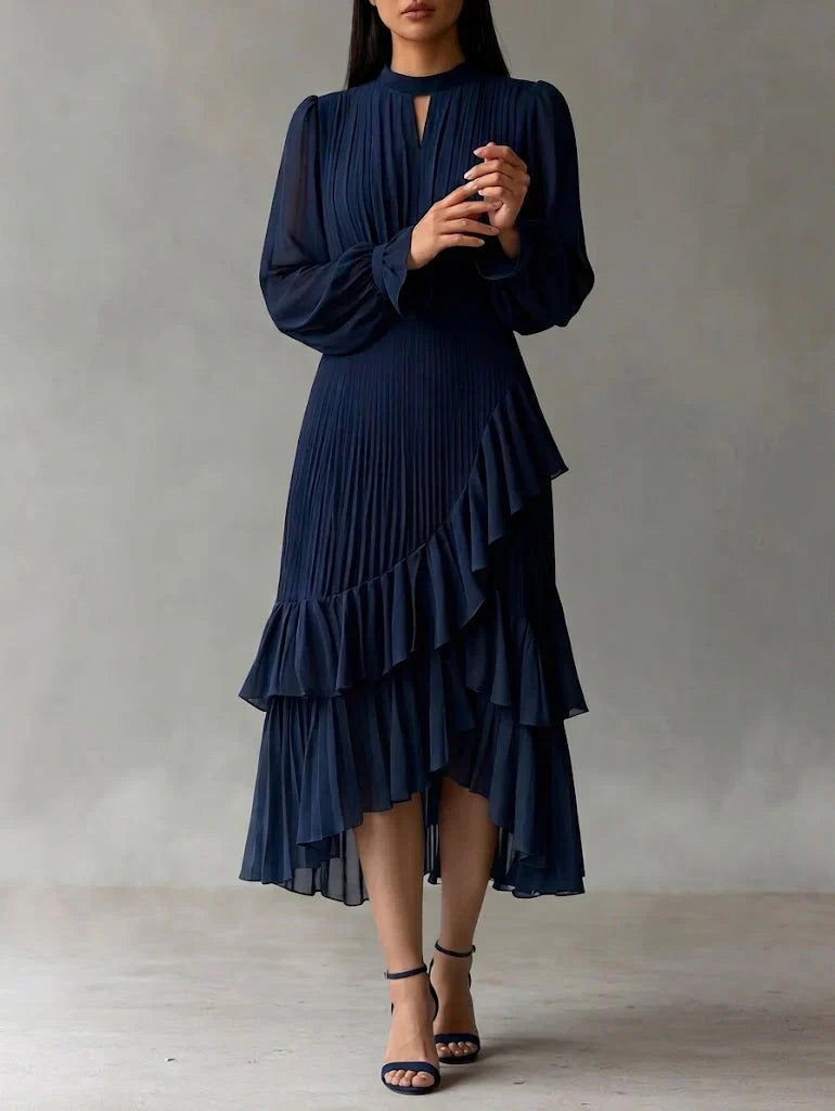 Anna-Berg | Luxe Anna – Pleated Midi Dress with Graceful Drape