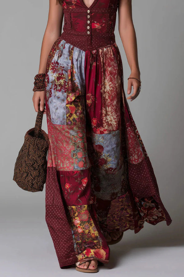 Anna-Berg | Unique Printed V-Neck Sleeveless Fitted Dress