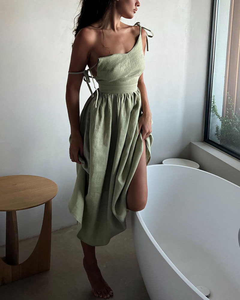 Anna-Berg | Backless Dress with V-Neck - Elegance Meets Modern Comfort