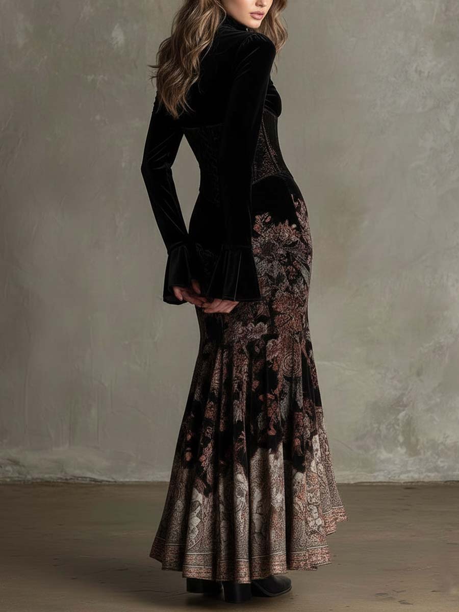 Anna-Berg | Baroque Floral Velvet Dress