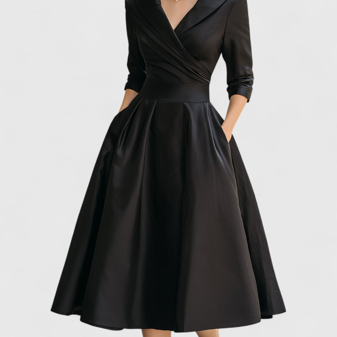 Anna-Berg | Flowing Midi Flared With Wrap Neckline Made to Turn Heads